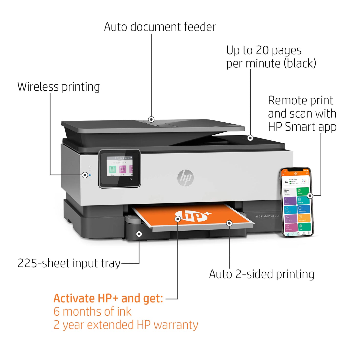 HP OfficeJet Pro 8025e All-in-One Printer w/ bonus 6 months Instant Ink through HP+